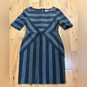 Anthropologie Maeve Stripe Geometric Black Gray Stripe Pencil Dress Size 8P